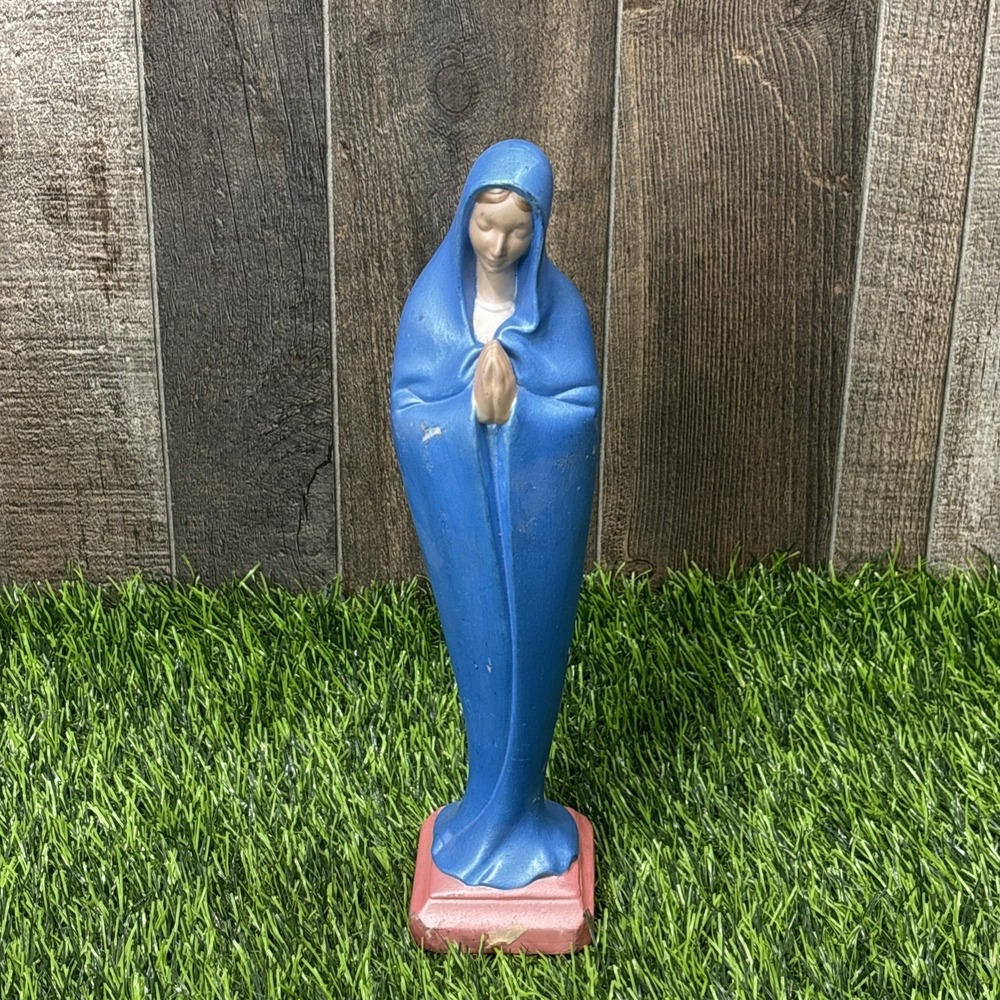 Vintage Praying Madonna Mary Statue Ceramic Figurine Religious Decor